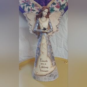 Angel Figurine "Friends are a Lifelong" - Cream & Silver Accent